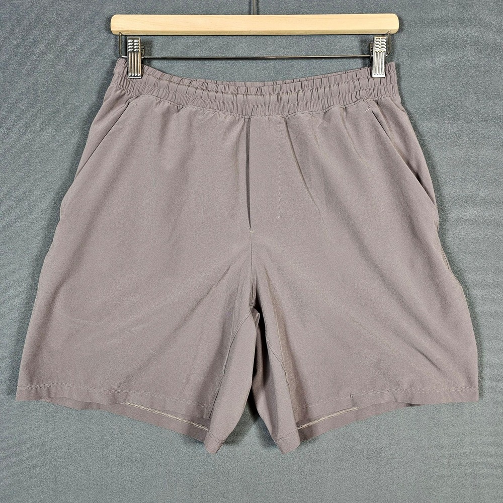 Lululemon Shorts Mens Medium Gray Lined Running 7" Inseam Zip Pocket Athletic